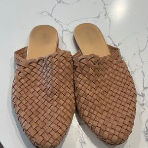 Nisolo Braided Leather Slide Mules in Light Brown